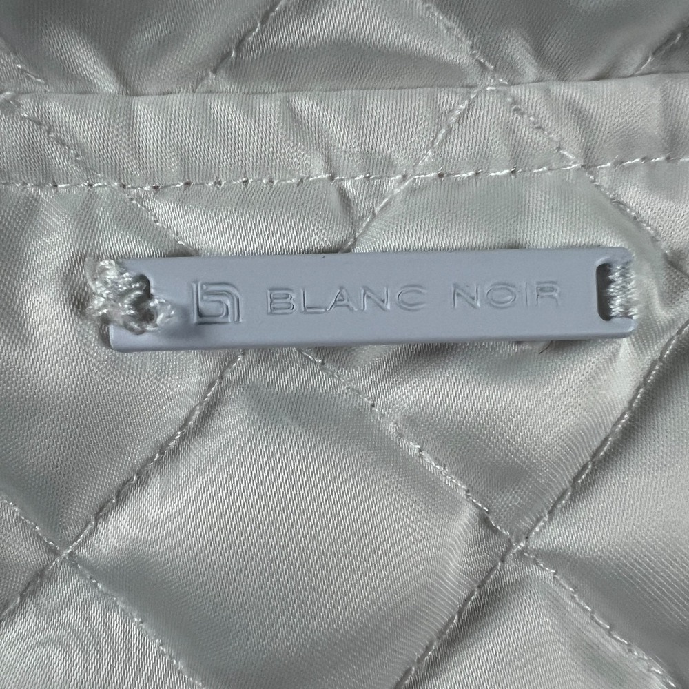 Blanc Noir Puffer Vest Womens Medium White Softshell Quilted Down Asymmetric Zip - Picture 13 of 15